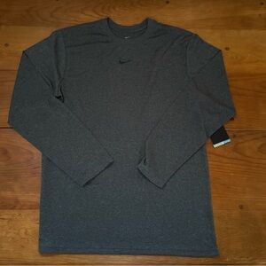 Nike Shirt Boy's Size XL Dark Gray Long Sleeve Dri Fit  Logo NWT Retro